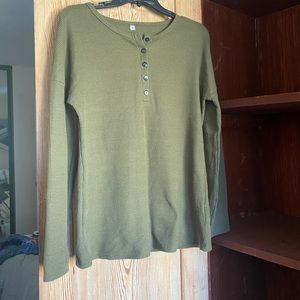Waffle knit Henley Long Sleeve Shirt
